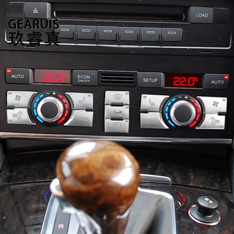 

Car MMI Air conditioning volume panel Multimedia switch button Cover Stickers Trim For Audi Q7 4l 2005-2009 Interior Accessories