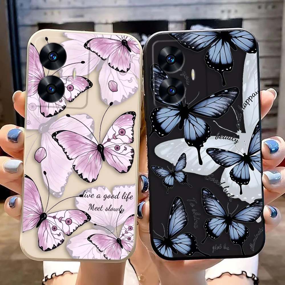 Чехол для телефона Pretty Purple Pink Butterflies Realme C65 C63 C53 C35 C55 C33 C30 C21Y C20 C12 C11 GT 2 NARAO 20 30 50 Funda