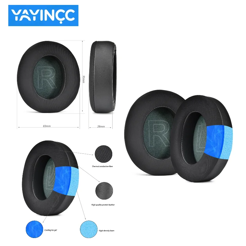 Фото Сменные амбушюры для наушников Anker Soundcore Life Q20 Q20+ Q20I Q20BT, сетка/ледяной гель/кожаные амбушюры с пряжкой №5