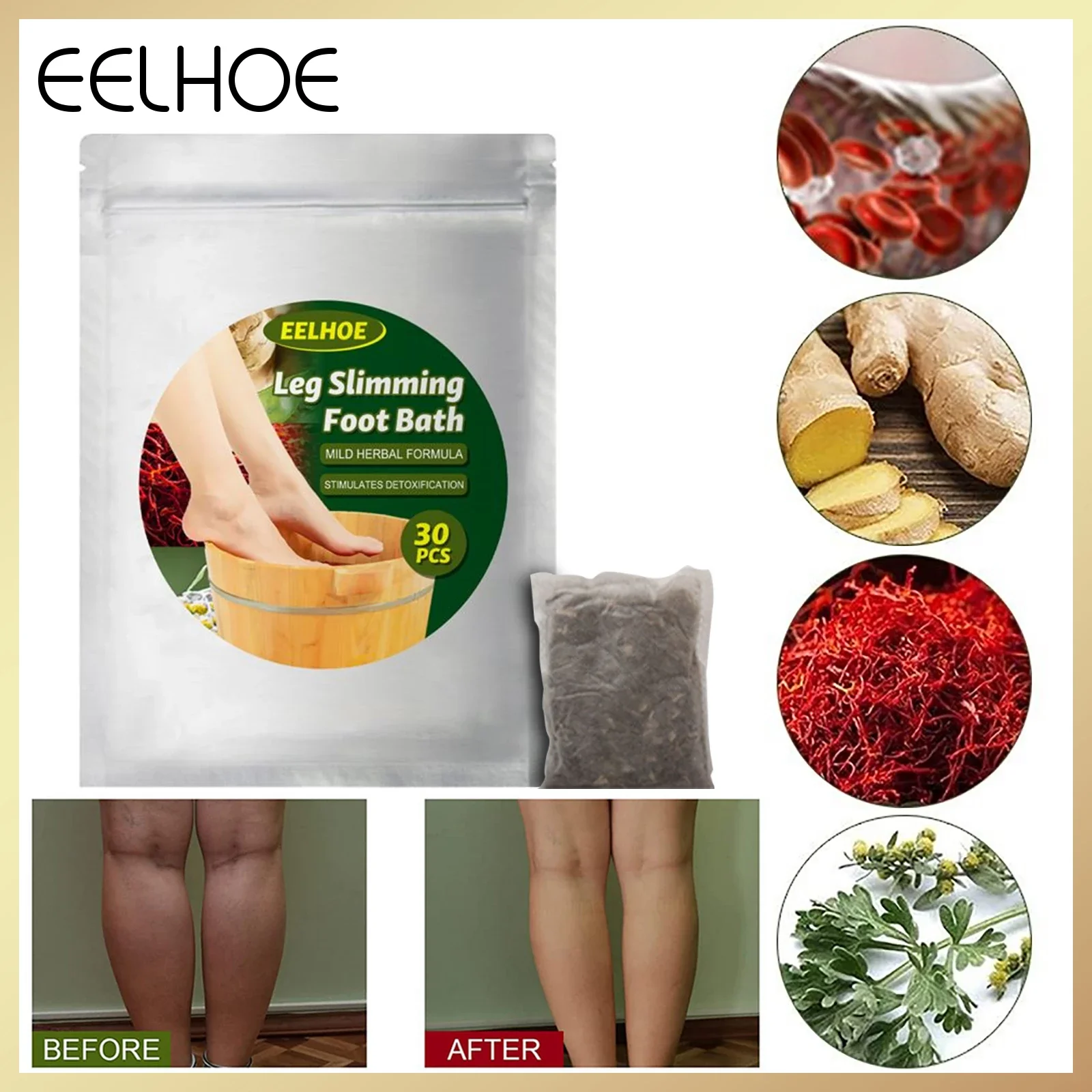 

Eelhoe 10/20/30/50pcs Leg Slimming Foot Bath Lympatic Drainage Ginger Foot Soak Ginger Foot Bath Powder SPA Dropship Products