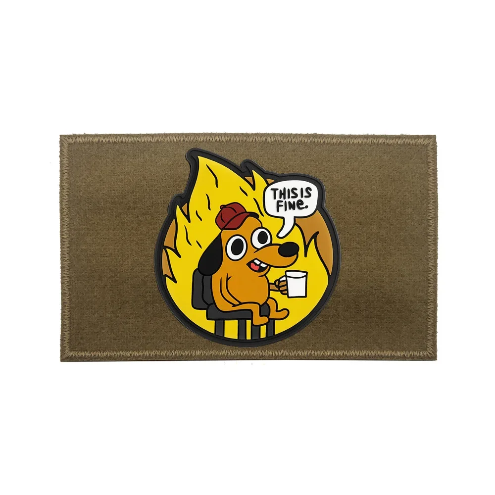 THIS IS FINE нашивки с вышивкой собаки крючок и петля юмор боевая повязка на руку
