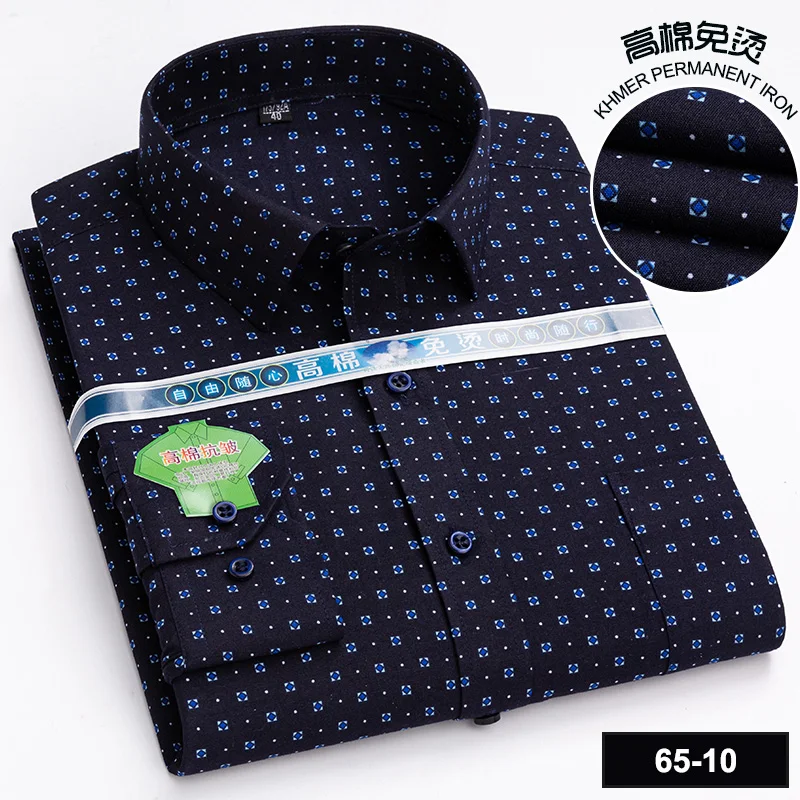 Men's Long Sleeve Casual Shirts Fashion Print Cotton Standard Fit Button Pocket Soft For Man Office Business Dress New |