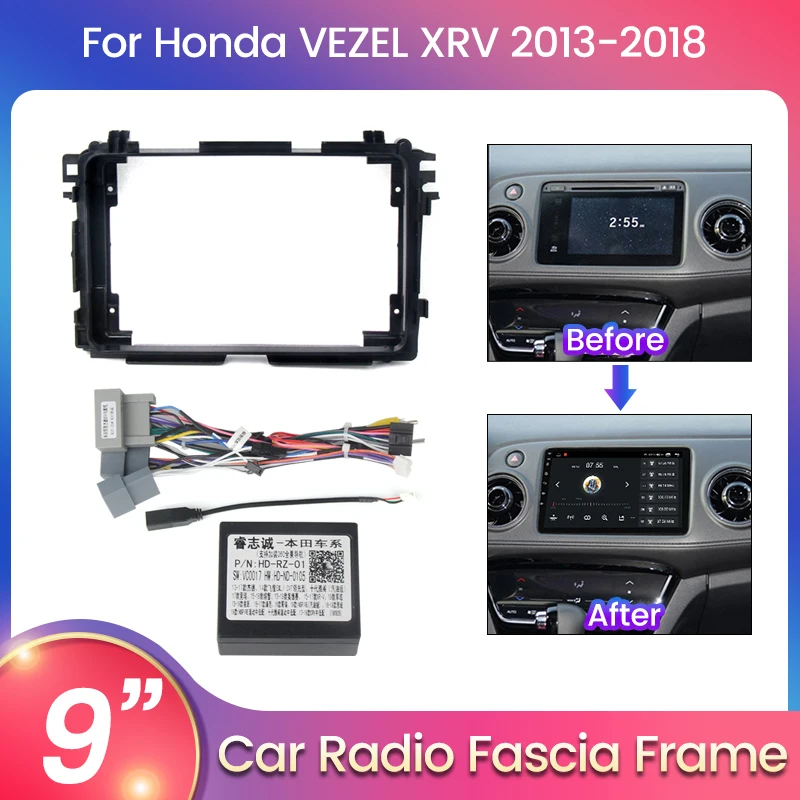 

Рамка для 9-дюймового хоста автомобильного радиоприемника для Honda Hr-V Hrv Xrv Vezel 2013 2014 2015-2019 с кабелем CANBUS, комплект панели приборной панели