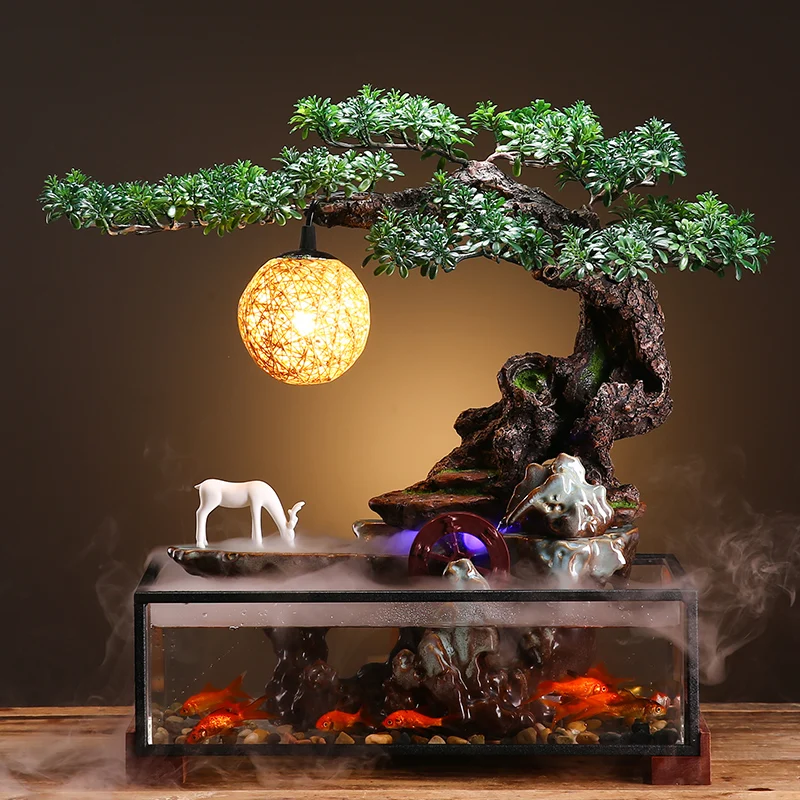 

Loop Water Fountain Fortune Decoration Creative Fengshui Wheel Water Truck Rockery Landscape Office Fish Tank Opening Gifts