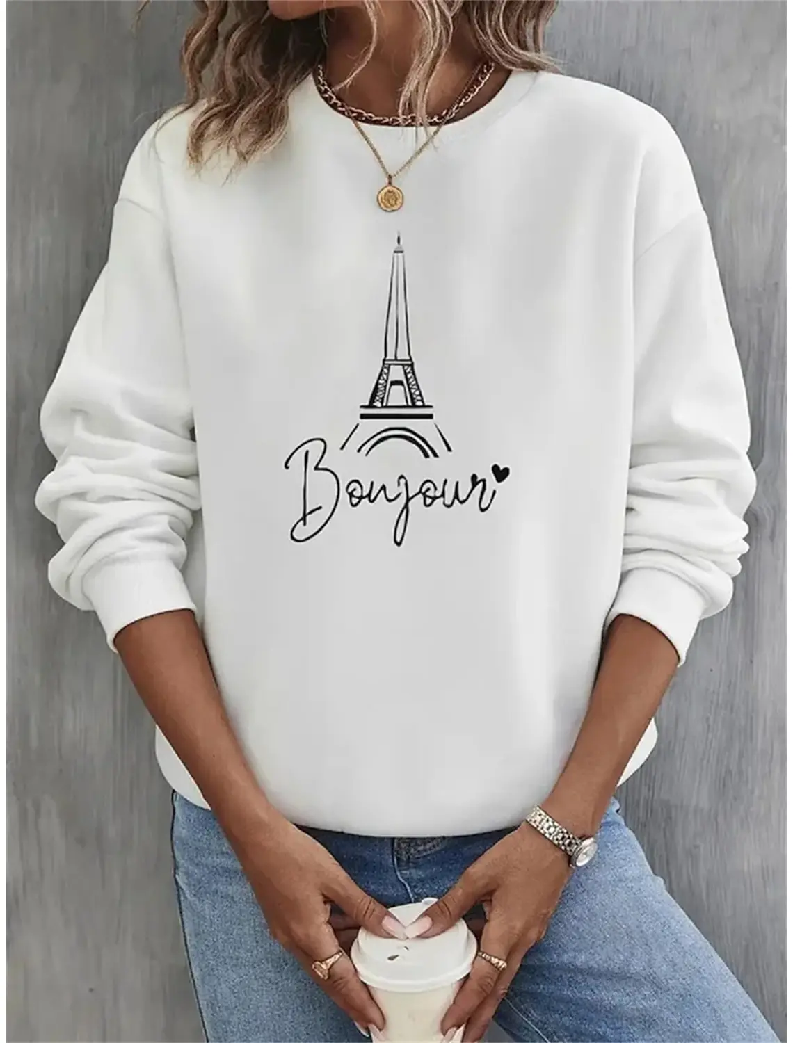 

Women's Sweatshirt Pullover Weekend Daily Basic Black and White Yellow 3DPrinting Graphic Alphabet Street Round Neck Long Sleeve