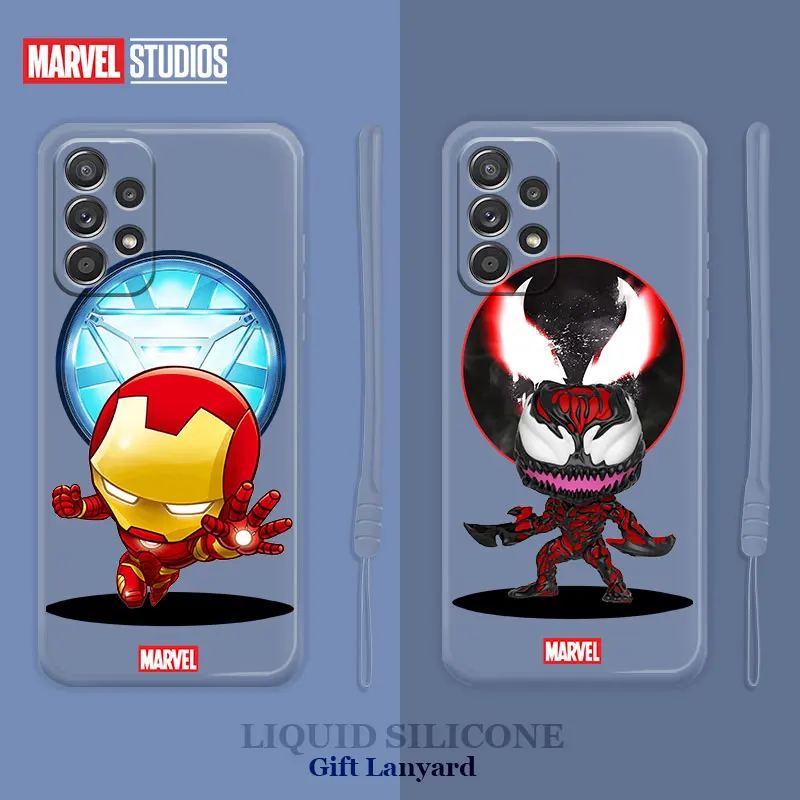 

Soft Marvel Cartoon Ironman Venom Liquid Cover Case for Samsung Galaxy A52 A12 A51 A32 A21s A71 4G 5G M01s Thin Original Cell