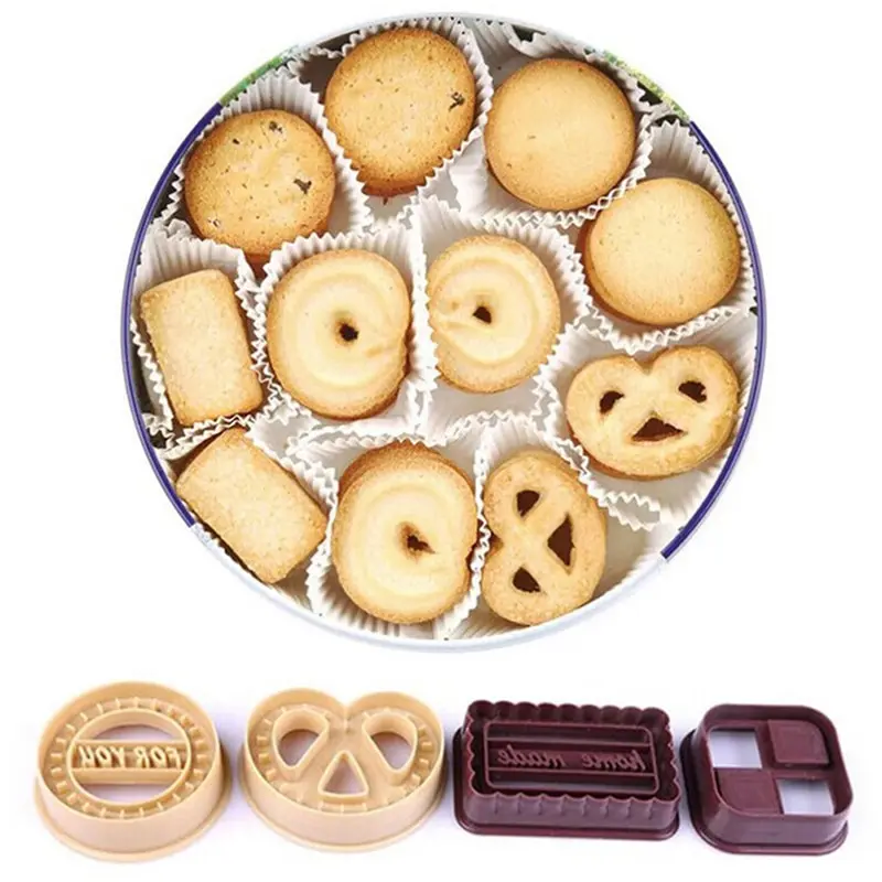 

4 шт., квадратные и круглые резаки для печенья, форма для торта, инструменты для выпечки, форма для печенья, резак для печенья