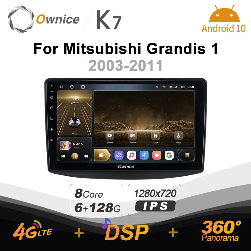 

Автомобильный мультимедийный радиоприемник K7 Ownice 2 Din Android 10,0 для Mitsubishi Grandis 1 2003 2010 2011 с 8-ядерным процессором A75 * 2 + A55 * 6 4G LTE 6G 128G