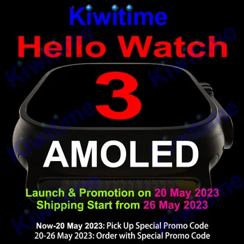 KIWITIME Hello Watch 3 H12 Ultra Upgraded AMOLED Smart Watch Series 8 49mm Compass Heart Rate Monitor IWO Men Smartwatch Lite 2