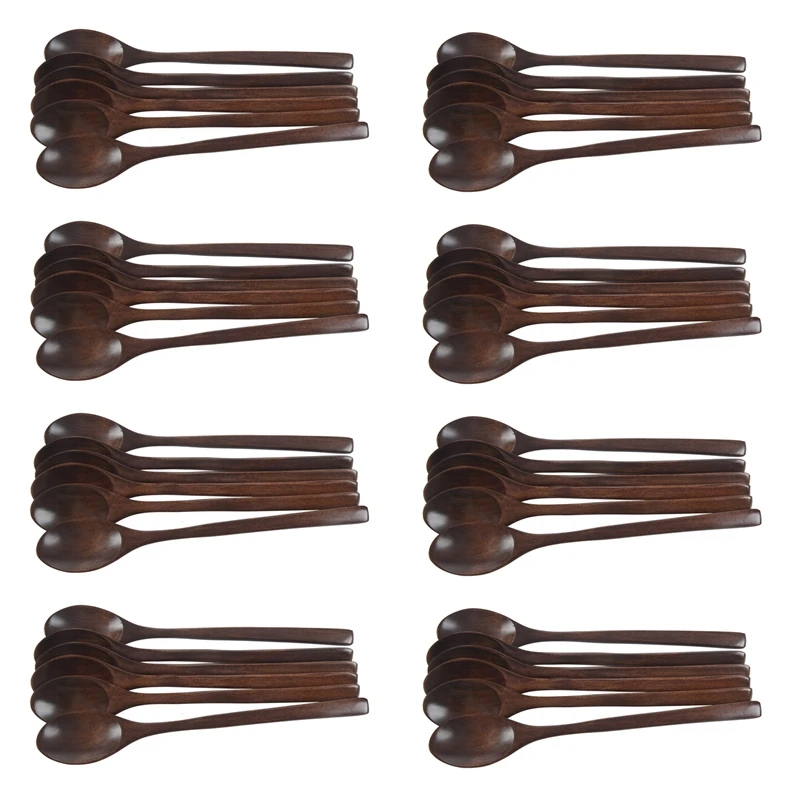 

Wooden Spoons, 48 Pieces Wood Soup Spoons For Eating Mixing Stirring Cooking, Long Handle Spoon With Kitchen Utensil