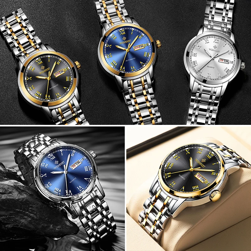 Часы наручные WISHDOIT мужские/женские Кварцевые водонепроницаемые из нержавеющей