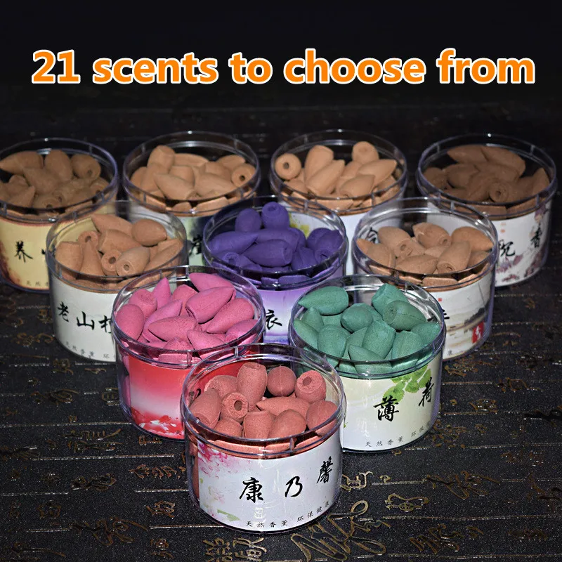 

40Pcs/Box Waterfall Smoke Backflow Incense Cone Burner Lavender Natural Sandalwood Reflux Tower Cense Yoga Fragrance Meditation