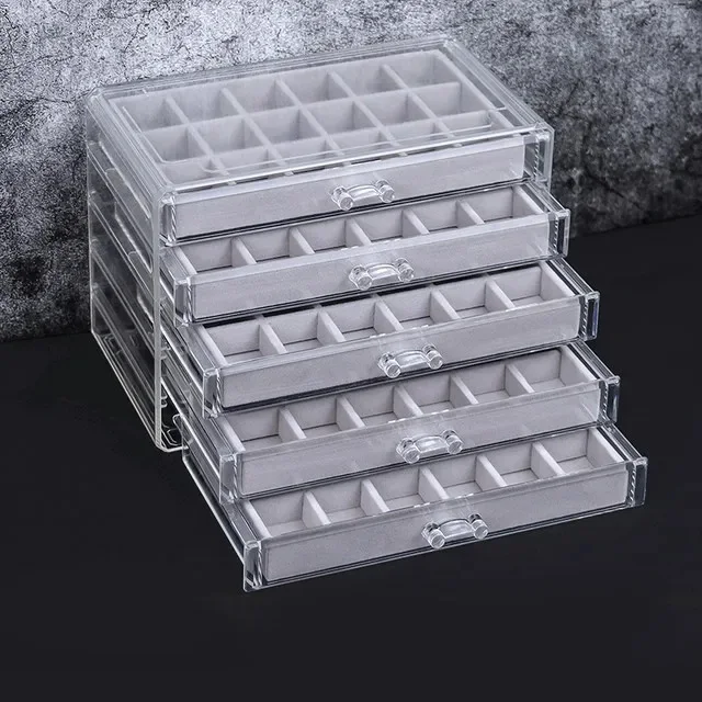 

Transparent Jewelry Storage Box Household Earrings Earrings Jewelry Dust-proof Finishing Box Ring Classification Collection