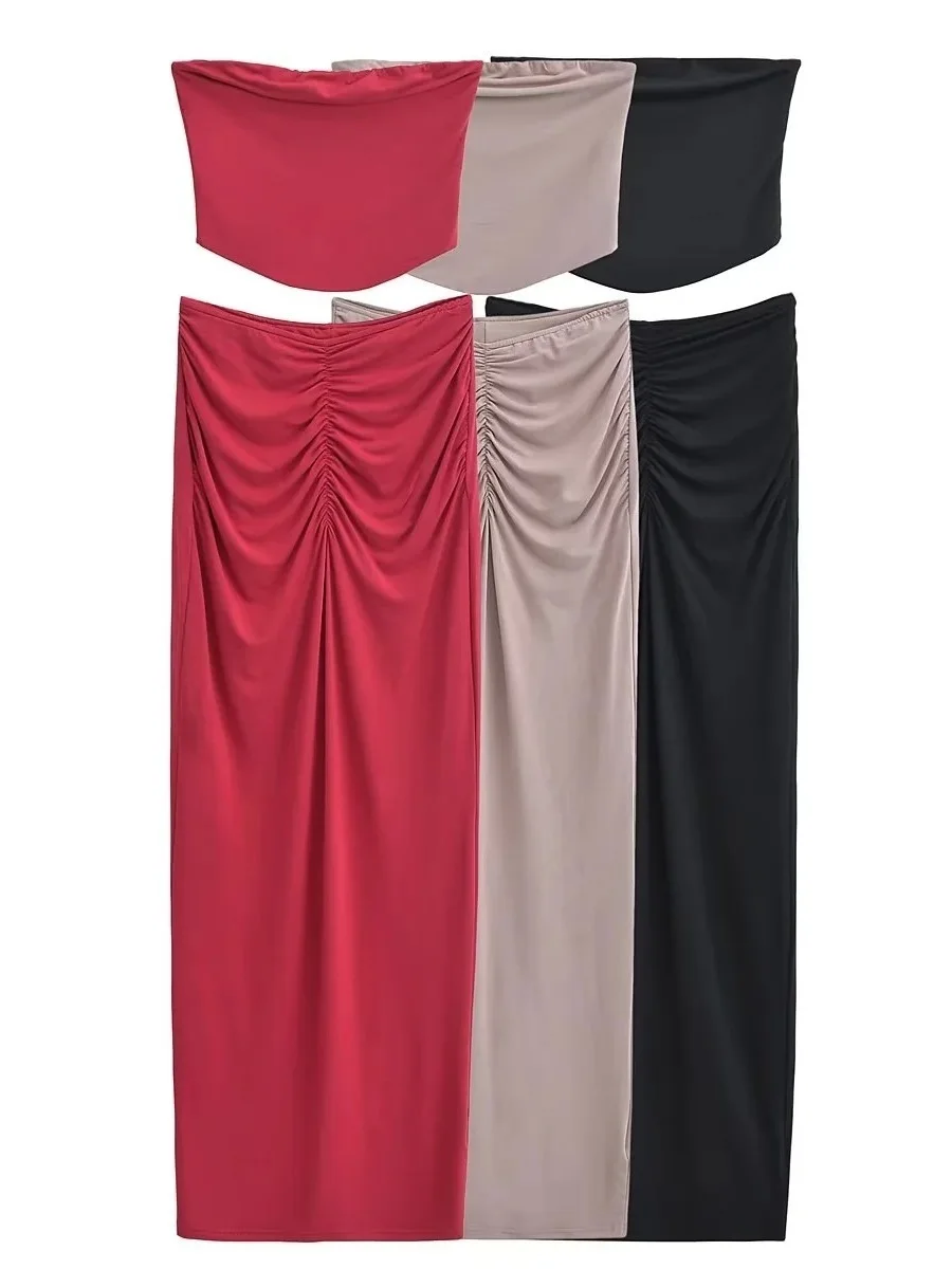 Desire женский сексуальный однотонный тонкий плиссированный топ без бретелек в