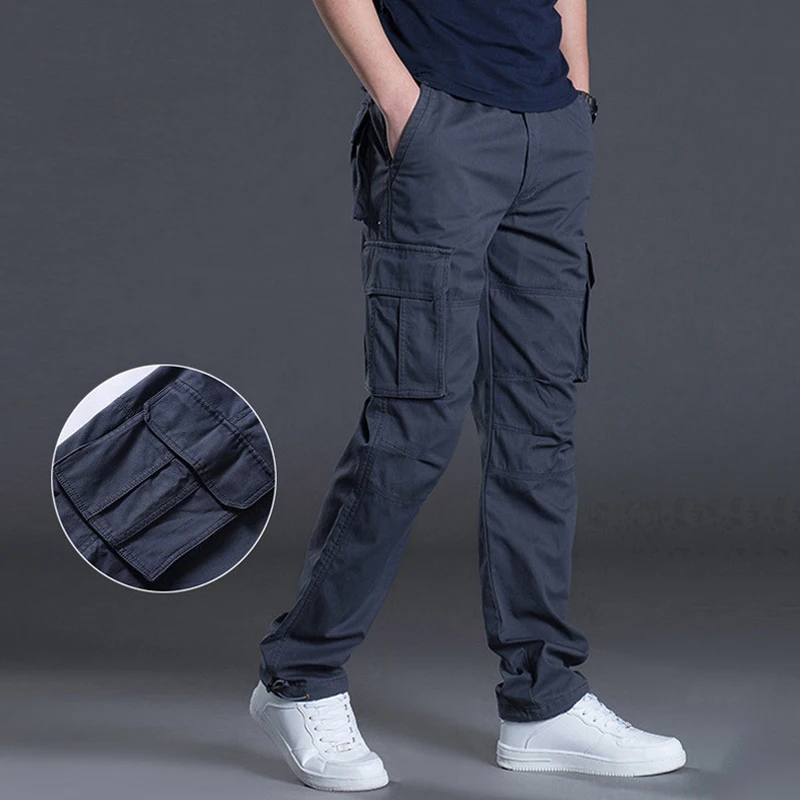 Men's Cargo Pants Casual Multi Pockets Military Tactical Long Trousers Male Outwear Army Straight Winter Pants Plus Size 3XL