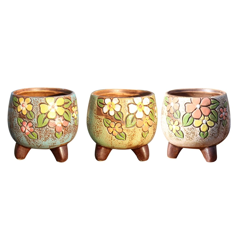 

Horticultural Hand-Painted Fleshy Plant Pot Rough Pottery Simple Small Old Pile Air Permeable Thumb Pot Ceramics