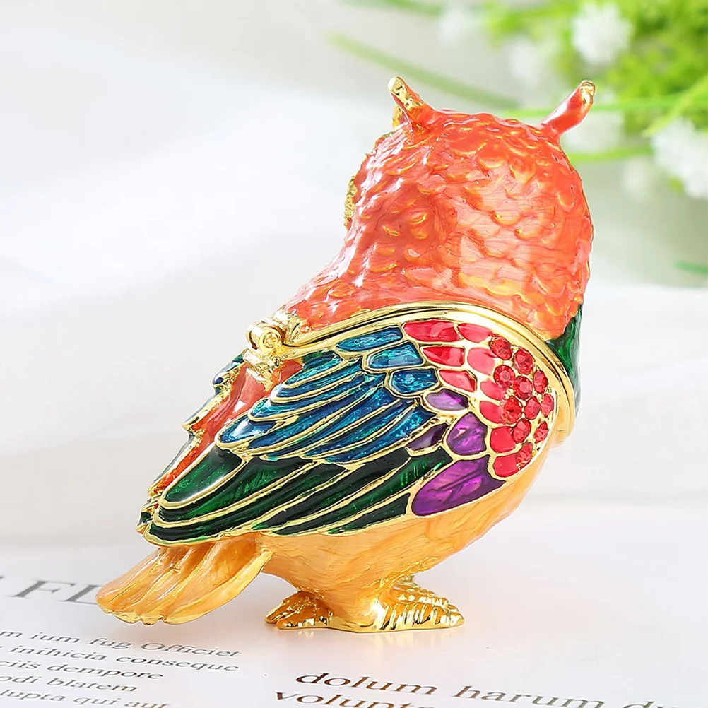 

Owl Jewelry Holder Ornaments Organizer Storage Statue Metal Necklace Earring Figurine Case