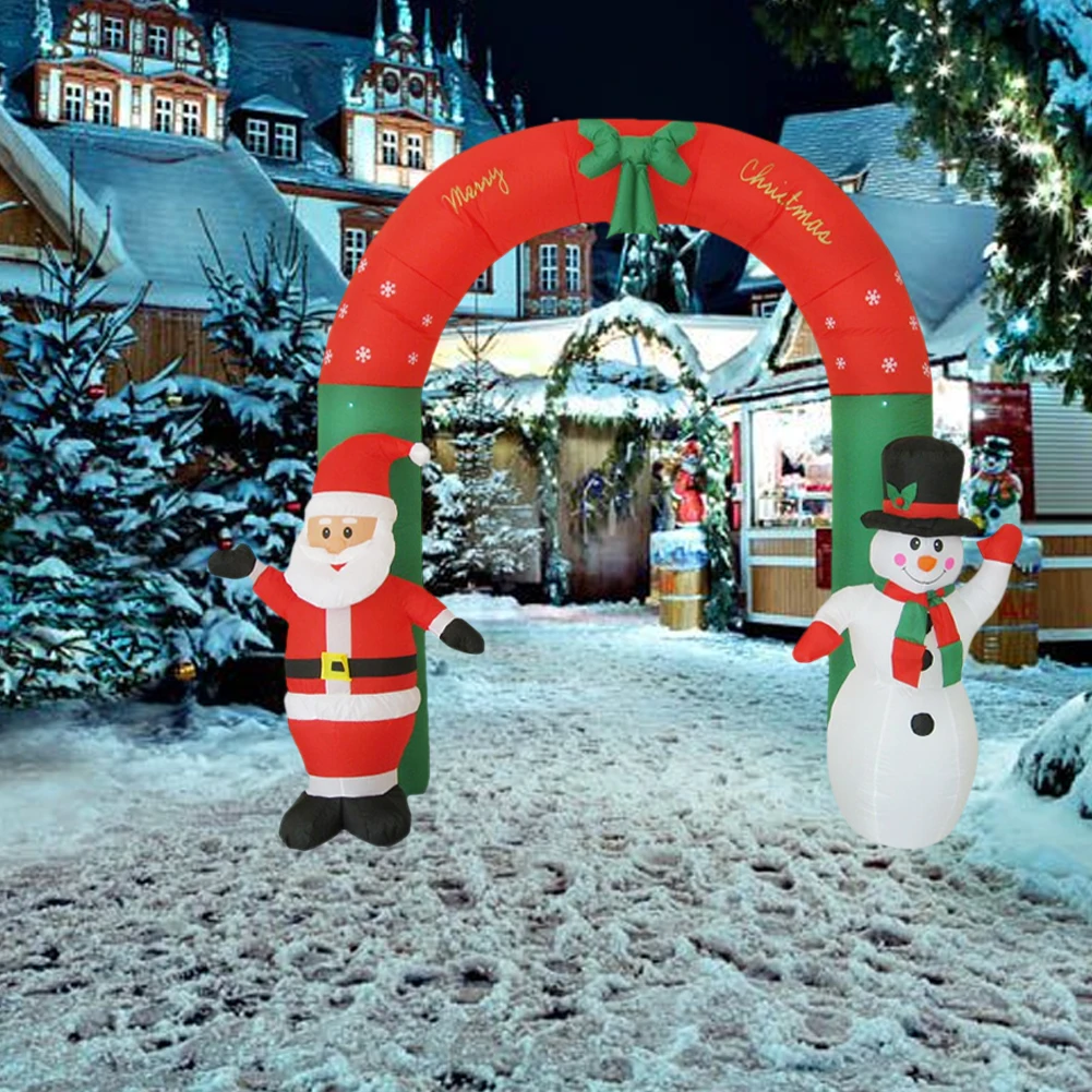 

2.4m High Christmas Inflatable Archway 3D Cartoon Yards Arch with Santa Claus Snowman New Year Party Garden Gate Party Decor