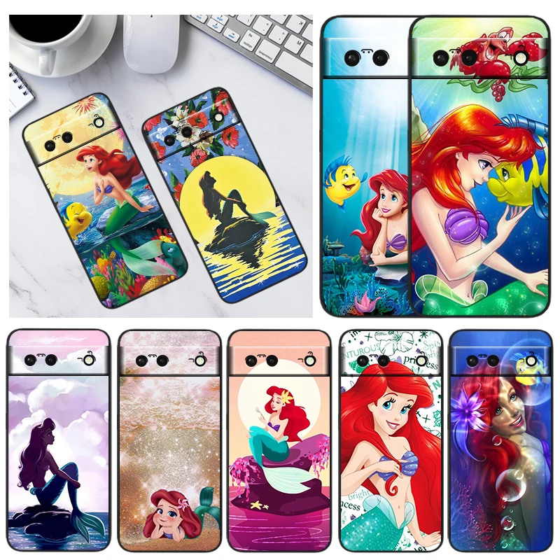 

Mermaid Disney Princess For Google Pixel 7 6 Pro 6A 5A 5 4 4A XL 5G Shell Soft Silicone Fundas Coque Capa Black Phone Case