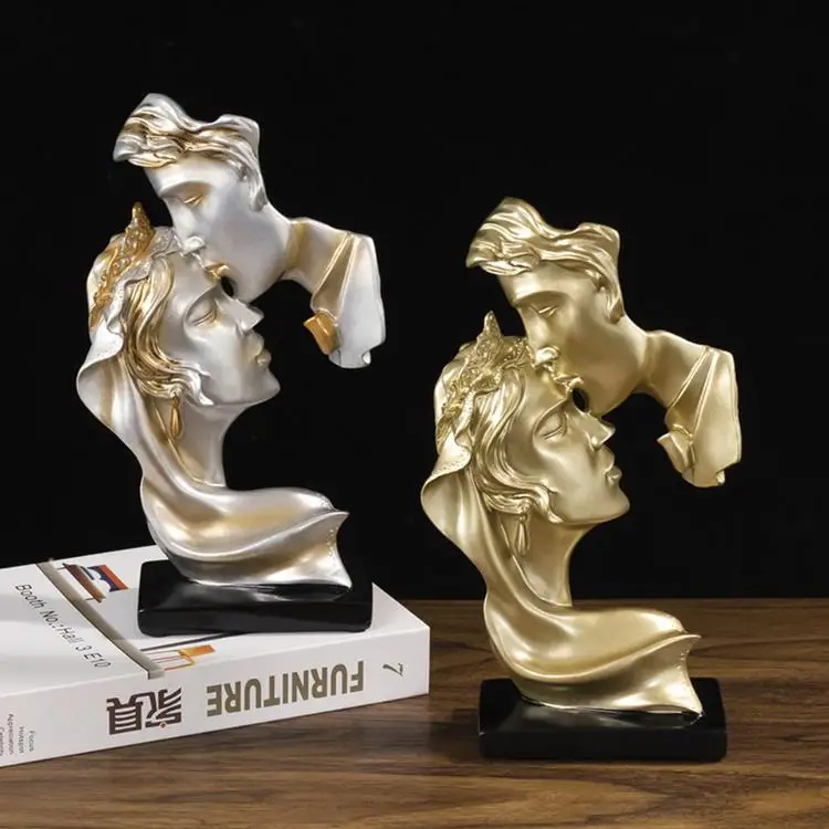 

Полимерная скульптура Kiss для влюбленных, домашние украшения в современном стиле, статуэтка для пар, подарок на день Святого Валентина