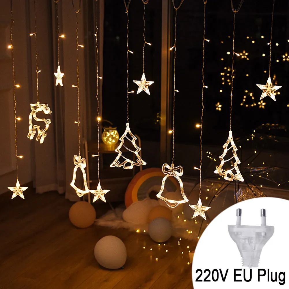 

Christmas Tree Lights Curtain LED String Fairy Light Moose Lamps IP44 AC 220V 110V EU US Plug Glow Party Decorations Home Decor