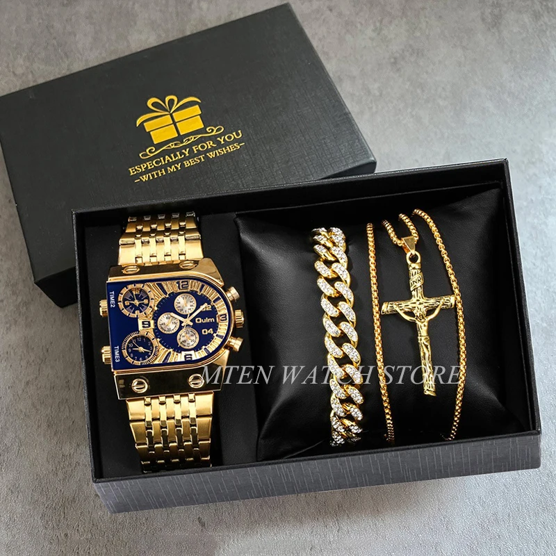 Часы наручные мужские кварцевые с 3 часовыми поясами модные роскошные брендовые