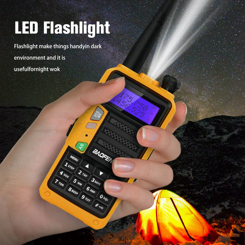 Original Baofeng Tri-band Walkie Talkie UV-5R Pro 220-260MHz Portable Ham Radio FM Transceiver Two-way Radio Station