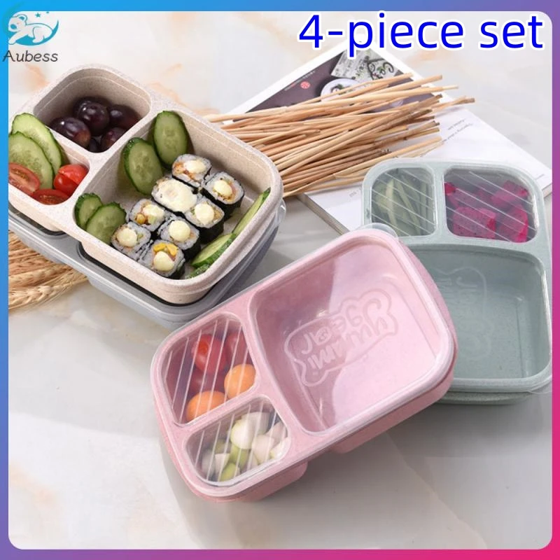 

Microwave Lunch Box Wheat Straw Dinnerware Food Storage Container Children Kids School Office Portable Bento Boxes Lunch Bag