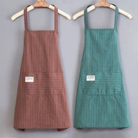 cute cotton kitchen apron household oil proof coffee chef hand wipe sleeveless apron with big pocket women bake bbq accessories