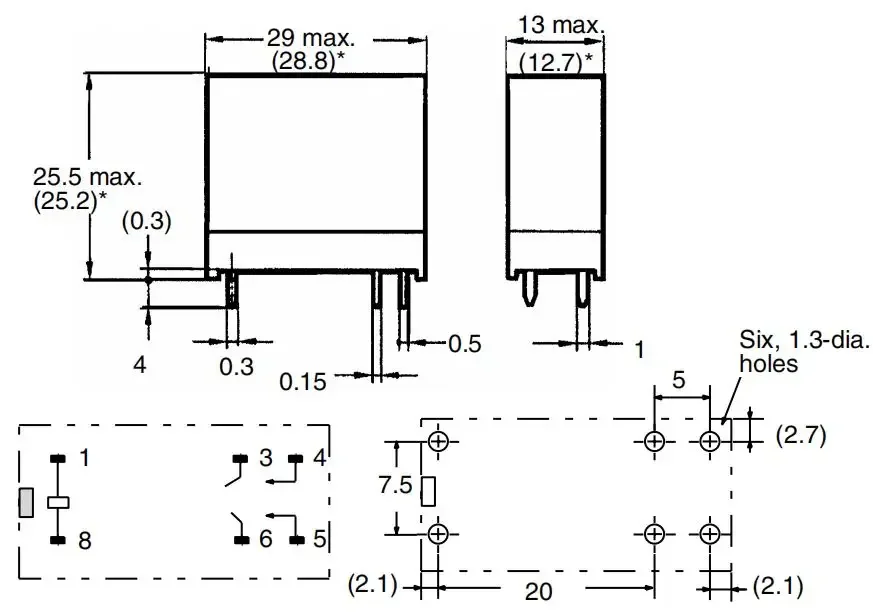Б/у реле SMIA-S-212DMG (G2R-2A-12V-16A) 6-контактное