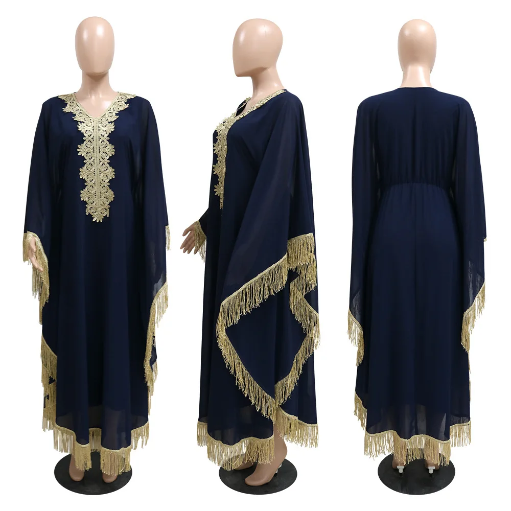 Ramadan Muslim Kaftan Abaya Dress Women Dubai Elegant Gowns Outfits African Chiffon Maxi Dress Boubou Robe Djellaba Femme