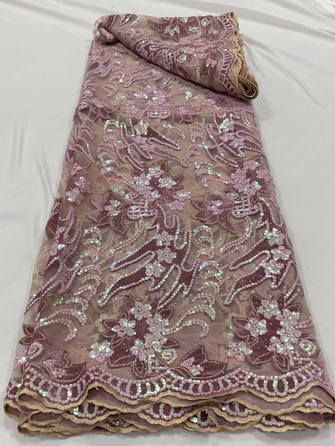 

Bestway Latest Sequin Embroidery African Lace Fabric 2023 High Quality Nigerian Wedding Dress French Tulle Lace Fabric 5 Yards