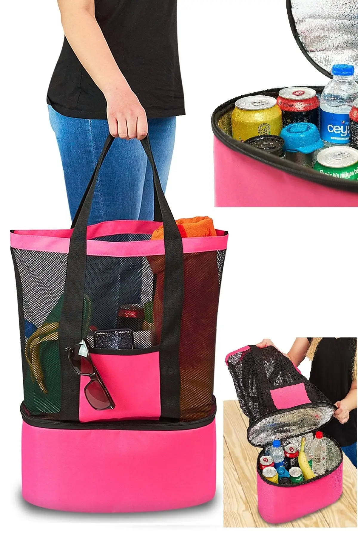 

Женская пляжная сумка-тоут для пикника, модный вместительный саквояж на плечо с узором для горячей и холодной воды