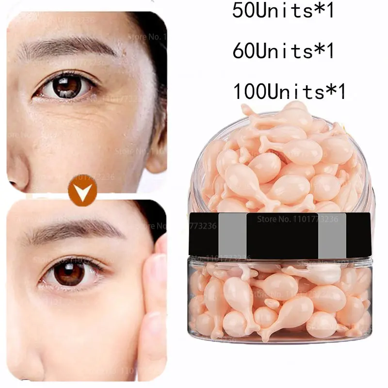 

50/60/100 Pcs Collagen Facial Capsules Essence Fullerene Placenta Whitening Moisturizing Skin Rejuvenation Capsules Facial Serum