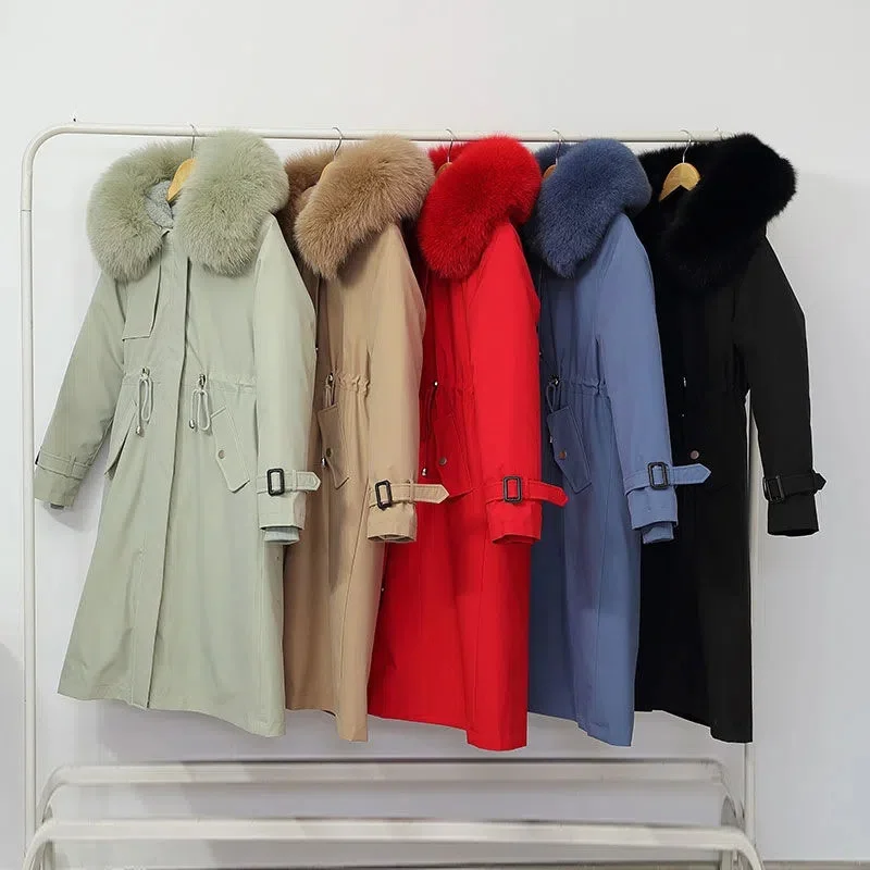 Women's Parkas 2022 New Winter Jacket Fur Lining Long Coat Thick Warm Female Hooded Fleece Padded Parka Distachable Outwear