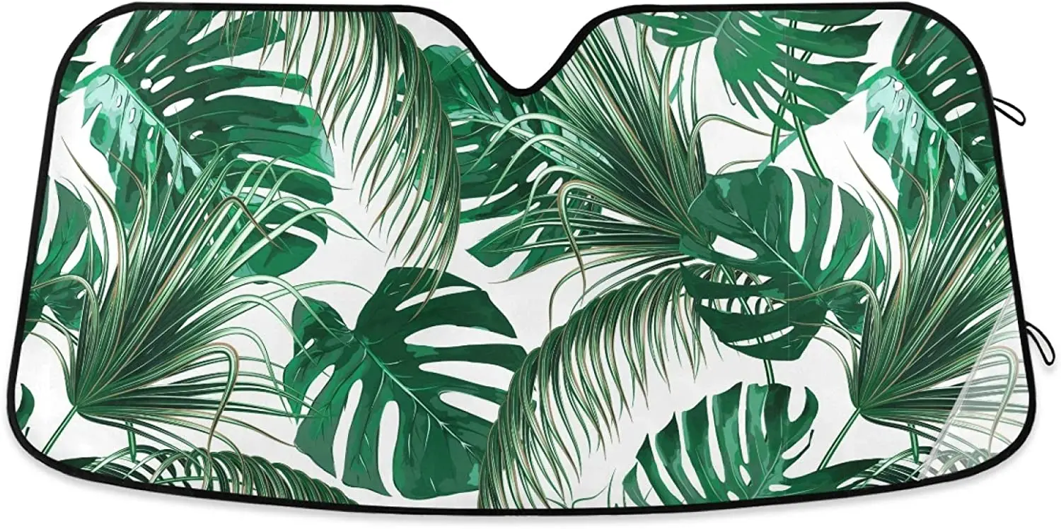 Солнцезащитный козырек на лобовое стекло автомобиля с тропическими пальмовыми листьями