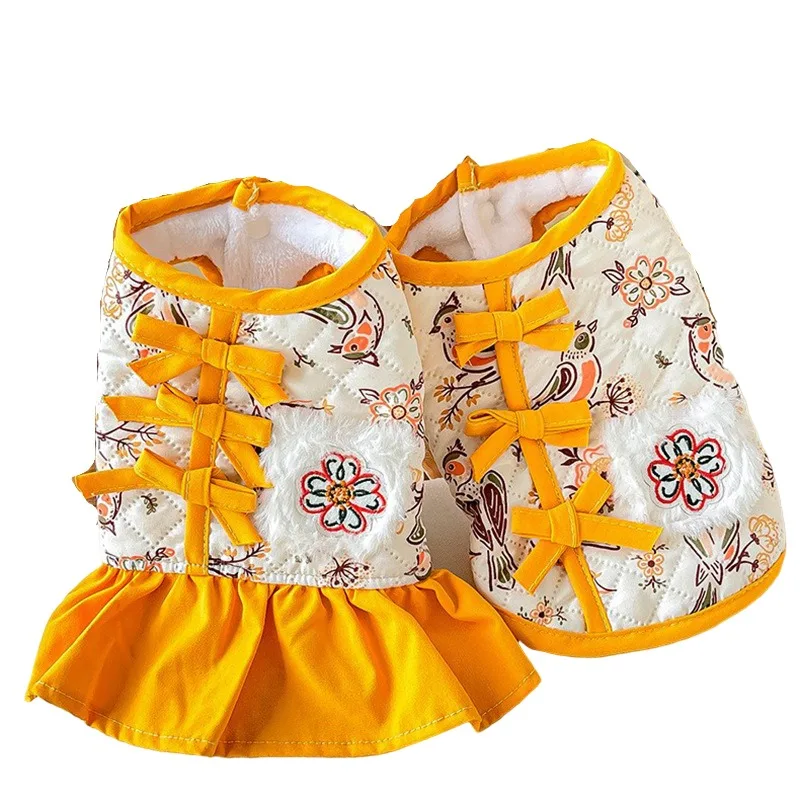 

Chinese New Year Dog Clothes Tang Suit Cat Puppy Costume Vest Dress Skirt Winter Dog Clothing Cheongsam Yorkie Poodle Costumes