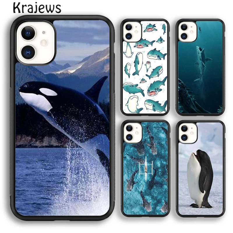 Krajews Novelty Killer Whale Phone Case Cover For iPhone 16 15 14 plus XS XR 11 12 mini 13 pro max coque Shell Fundas