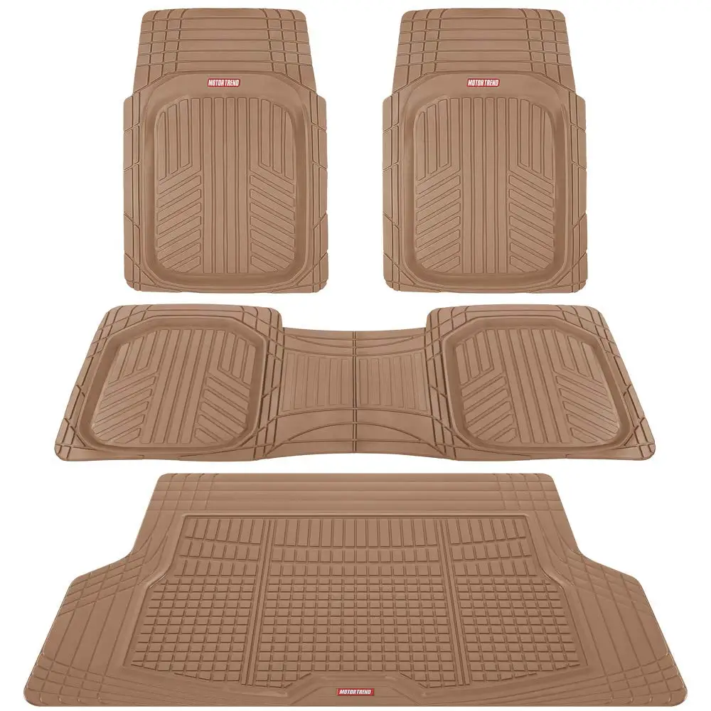 

Motor Trend Premium FlexTough Plus All-Protection DeepDish Front & Rear Mats with Trunk Cargo Liner - Combo Set - All Weather Tr