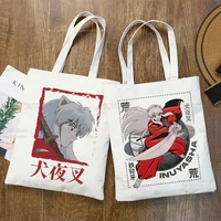 inuyasha anime women package canvas bag kagome handbags sesshoumaru shoulder bags casual higurashi shopping girls handbag