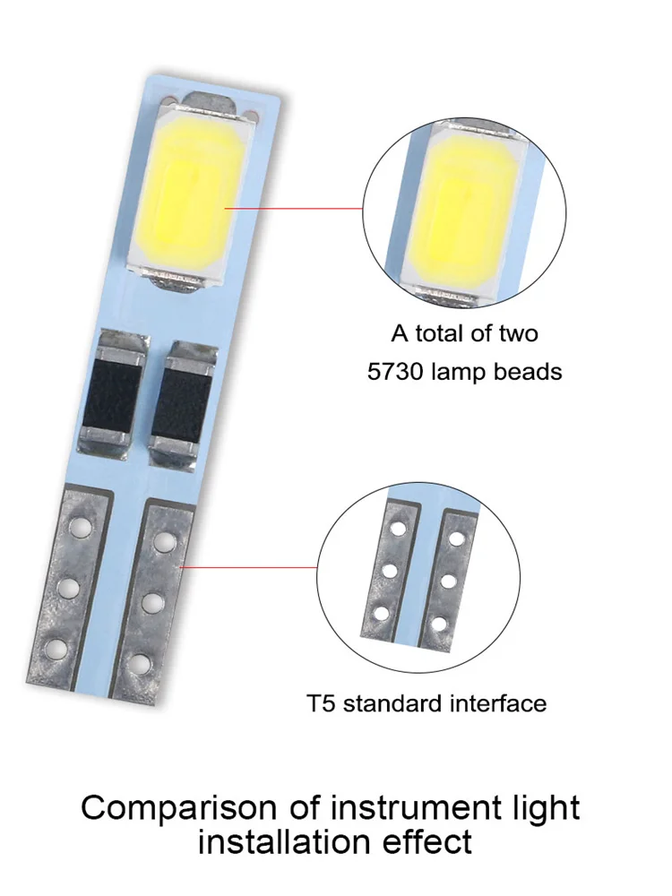 

2000pcs T5 W3W W1.2W 5630 2 SMD Led Bulb Auto Instrument Lamp Wedge Dashboard Indicator Car Interior Lights