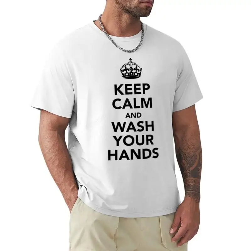 

Футболка мужская приталенная черная, с надписью Keep Calm and Wash Your Hands - Black