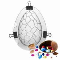 creative environmental plastic easter egg model 3d chocolate mold with pattern baking tool for easter kitchen cooking