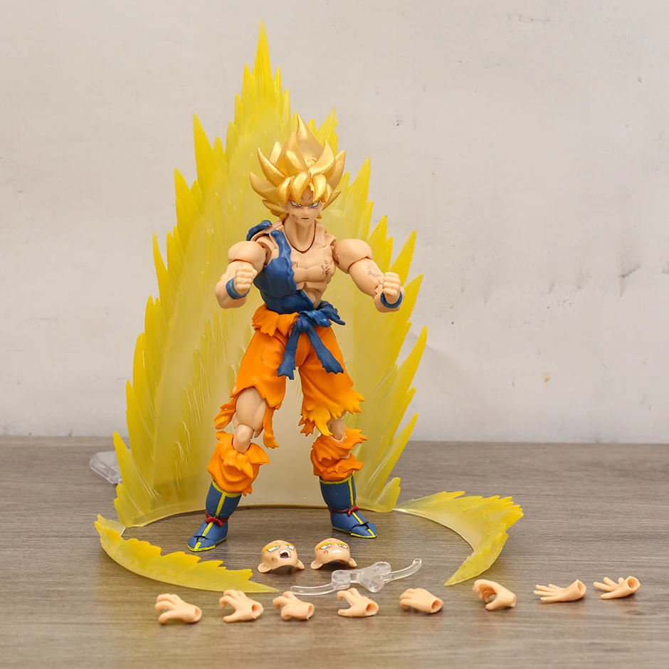 

SHF Dragon Ball Z Супер сайян Пробуждение Гоку с эффектом сцены ПВХ аниме экшн-фигурка Коллекционная кукла модель игрушка подарок