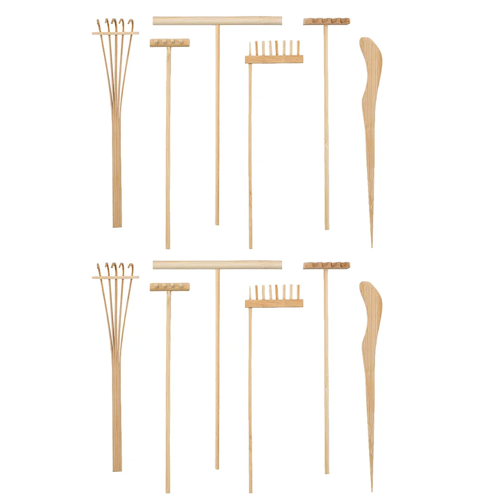 

Rake Garden Zen Sand Mini Tool Miniature Rakessandbox Wooden Kit Playtools Tabletop Desktop Accessory Table Decoration Decor Set
