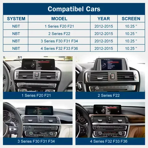 1920*720 Беспроводной мультимедийный дисплей CarPlay Android Auto с сенсорным экраном для BMW 1 2 3 4 серии F20 F21 F22 F30 F31 F32 F33