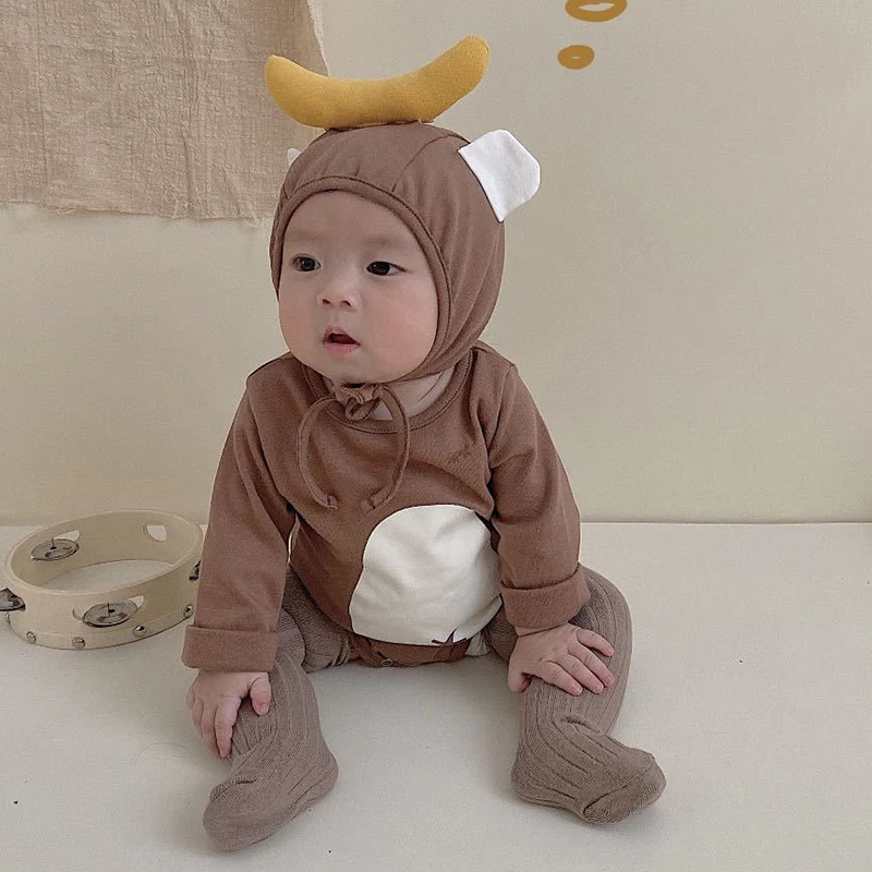 

Lemurpapa 2022 Осенняя детская одежда боди для мальчиков и девочек Рождественские забавные обезьяны бананы Корейский детский комбинезон фестива...