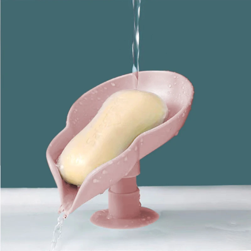 

Leaf Shaped Soap Dish With Drain Water Suction Cup Soap Dish Vertical Suction Cup Laundry Soap Box Storage For bathroom