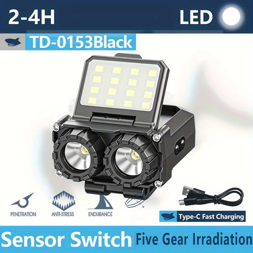 

CORKILUX Маленькая фонарь с зажимом для крышки, USB-C, перезаряжаемый фонарь для головы, белый, красный, фонарик для рыбалки