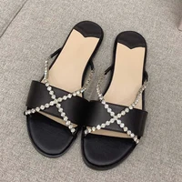 Summer Fashion Slippers for Women Best Quality Leather Summer Sandals Flat Shoes Free Shipping